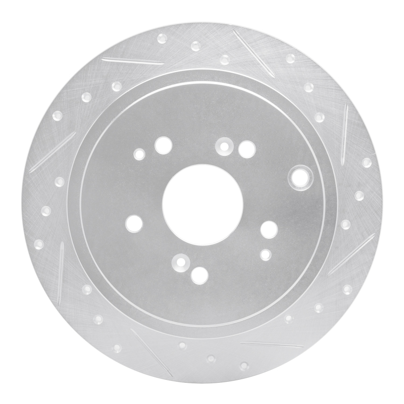 Acura MDX Brake Rotor (1) - Rear Right - R1 Concepts - Drilled & Slotted - Silver - `01-`08